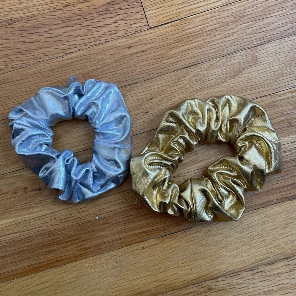 4/$25 Metallic Gold and Silver Scrunchies 2 Pack